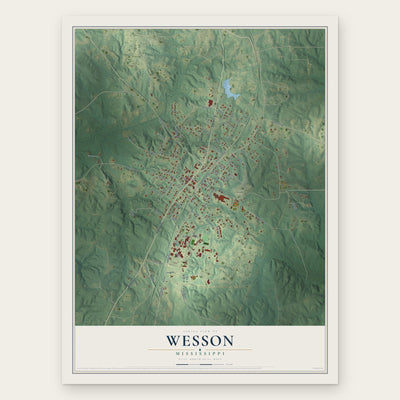 Wesson, Mississippi map print, the full design