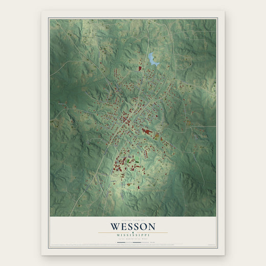 Wesson, Mississippi map print, the full design