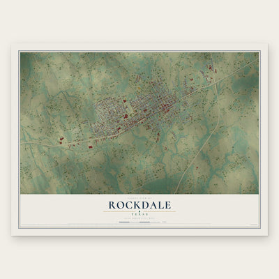Rockdale, Texas map print, the full design