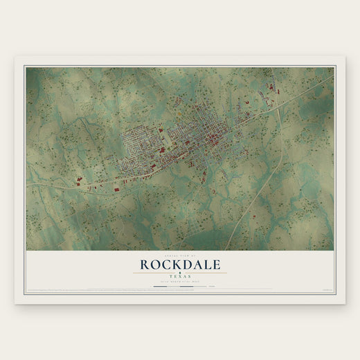 Rockdale, Texas map print, the full design
