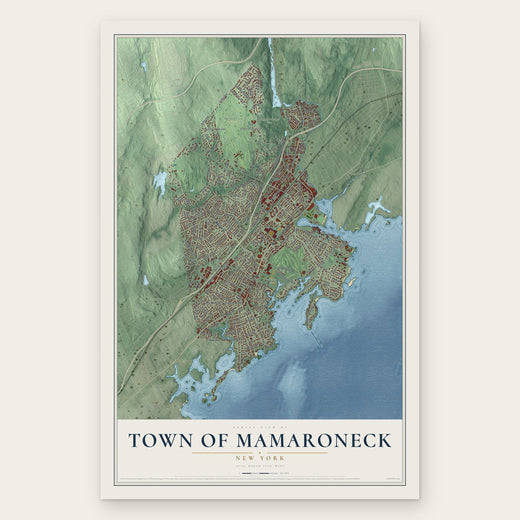 Town of Mamaroneck, New York map print, the full design