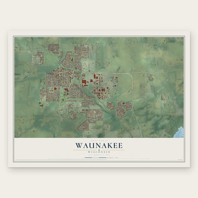 Waunakee, Wisconsin map print, the full design