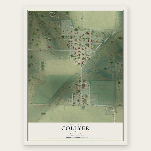 Collyer, Kansas map print, the full design
