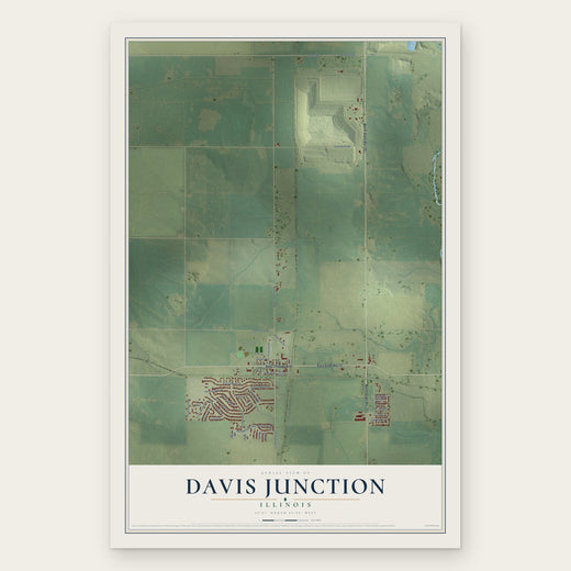 Davis Junction, Illinois map print, the full design