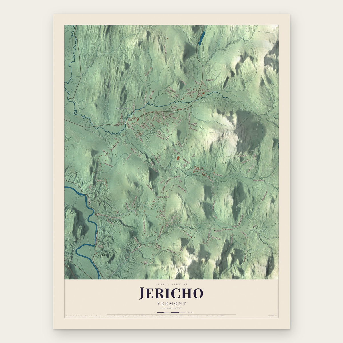 Jericho, Vermont map print, the full design
