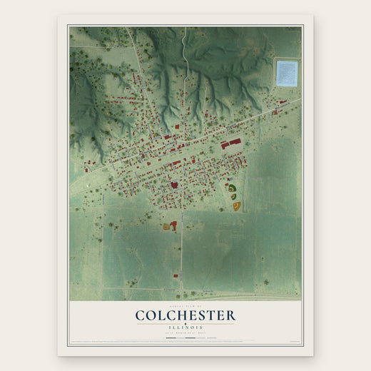 Colchester, Illinois map print, the full design