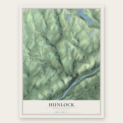 Hunlock, Pennsylvania map print, the full design