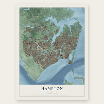 Hampton, Virginia map print, the full design