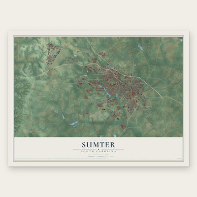 Sumter, South Carolina map print, the full design