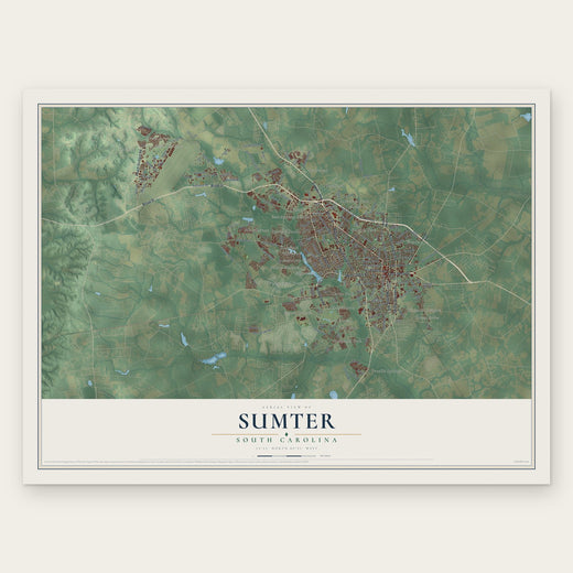 Sumter, South Carolina map print, the full design