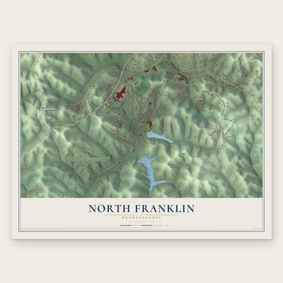North Franklin, Pennsylvania map print, the full design