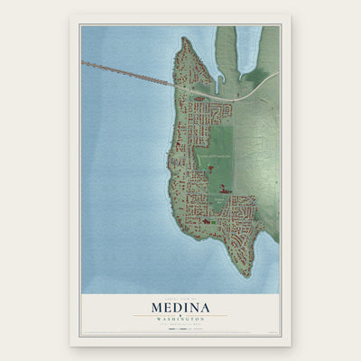 Medina, Washington map print, the full design