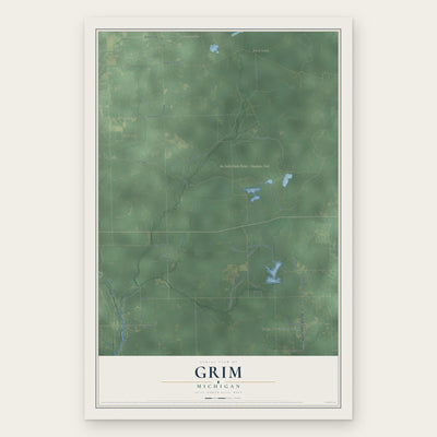 Grim, Michigan map print, the full design