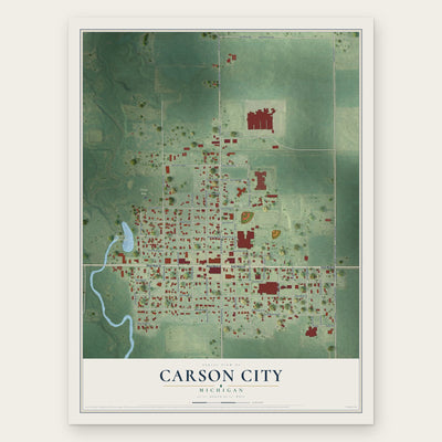 Carson City, Michigan map print, the full design