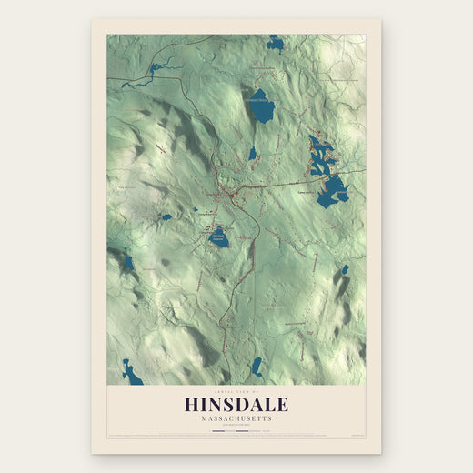 Hinsdale, Massachusetts map print, the full design