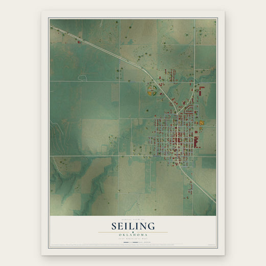 Seiling, Oklahoma map print, the full design