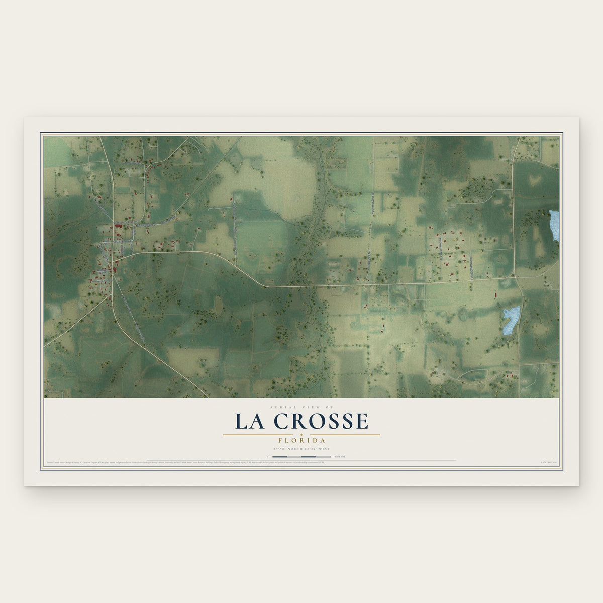 La Crosse, Florida map print, the full design