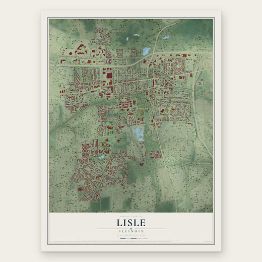 Lisle, Illinois map print, the full design