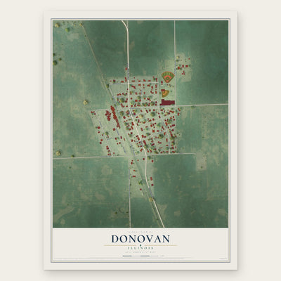 Donovan, Illinois map print, the full design