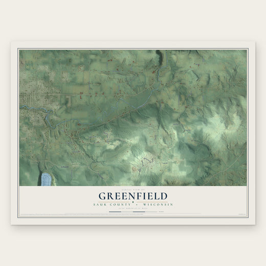 Greenfield, Sauk County, Wisconsin map print, the full design