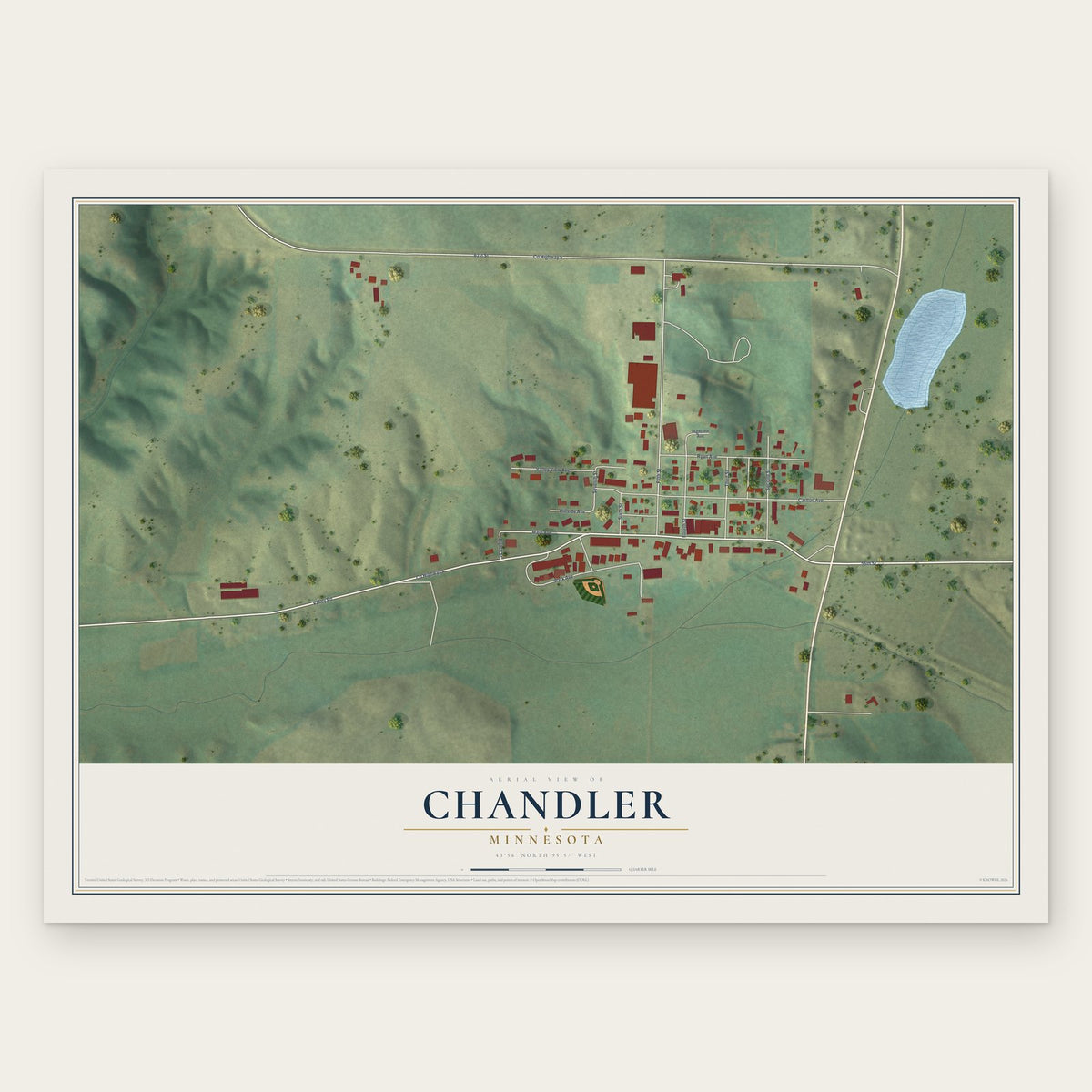 Chandler, Minnesota map print, the full design