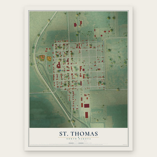St. Thomas, North Dakota map print, the full design