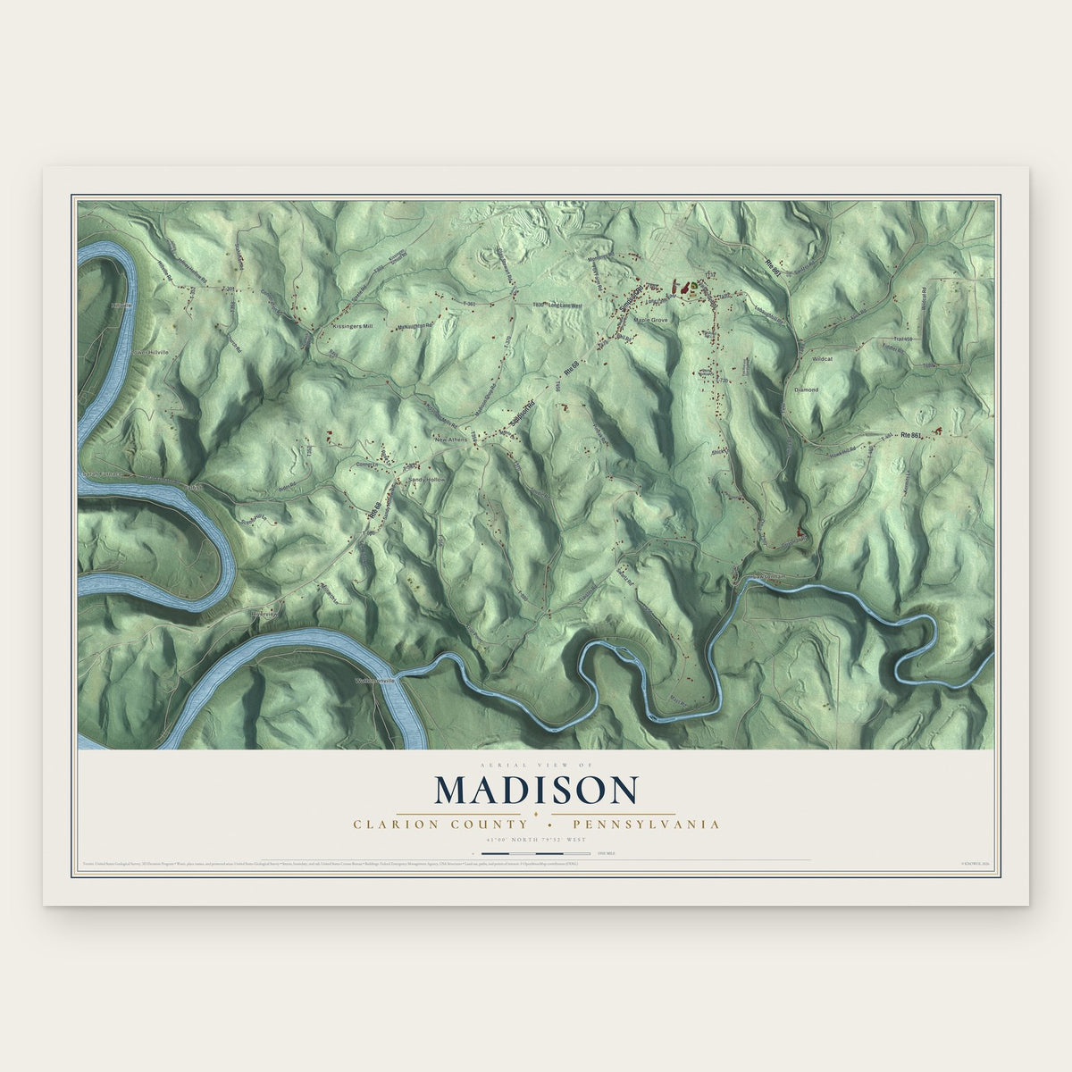 Madison, Clarion County, Pennsylvania map print, the full design