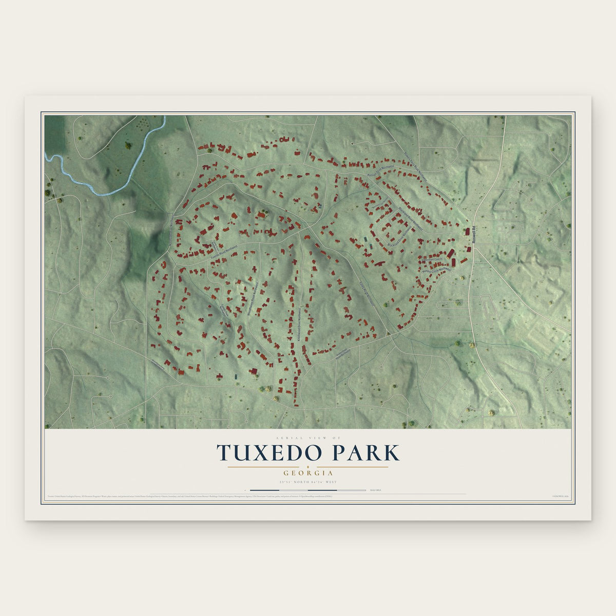 Tuxedo Park, Georgia map print, the full design