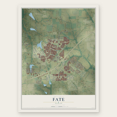 Fate, Texas map print, the full design