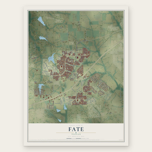 Fate, Texas map print, the full design