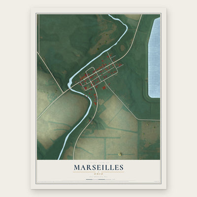 Marseilles, Ohio map print, the full design