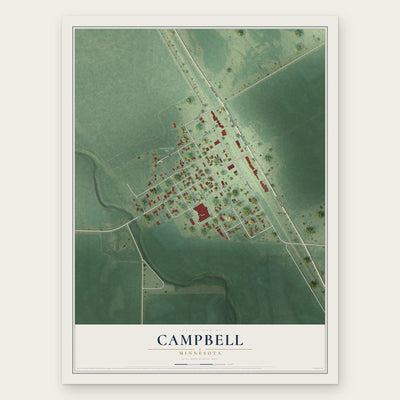 Campbell, Minnesota map print, the full design