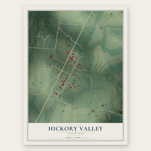 Hickory Valley, Tennessee map print, the full design