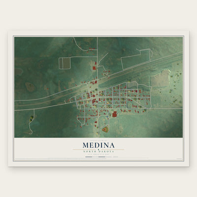 Medina, North Dakota map print, the full design