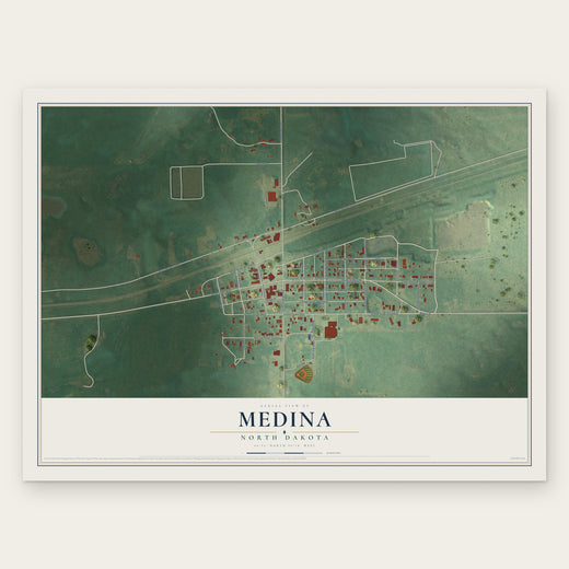 Medina, North Dakota map print, the full design