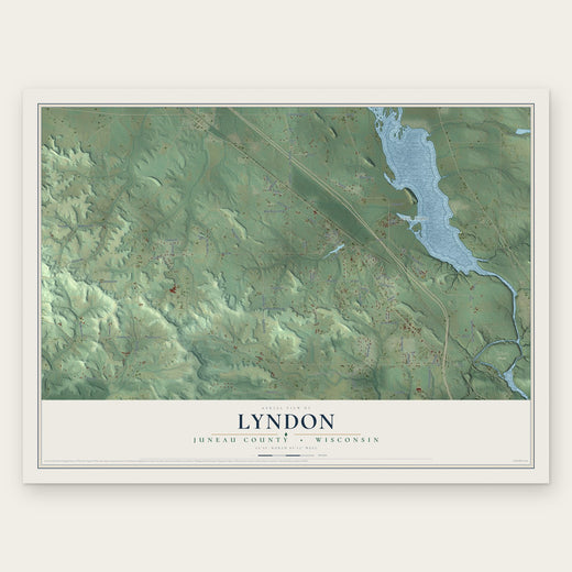 Lyndon, Juneau County, Wisconsin map print, the full design