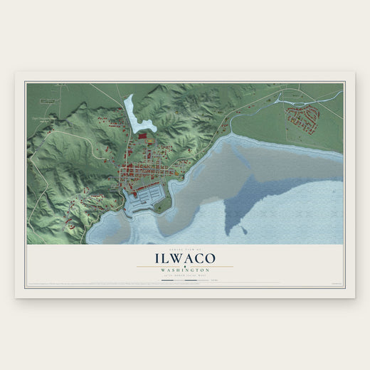 Ilwaco, Washington map print, the full design
