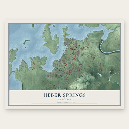 Heber Springs, Arkansas map print, the full design