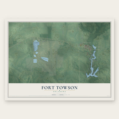 Fort Towson, Oklahoma map print, the full design