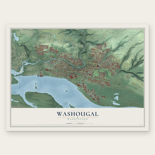 Washougal, Washington map print, the full design