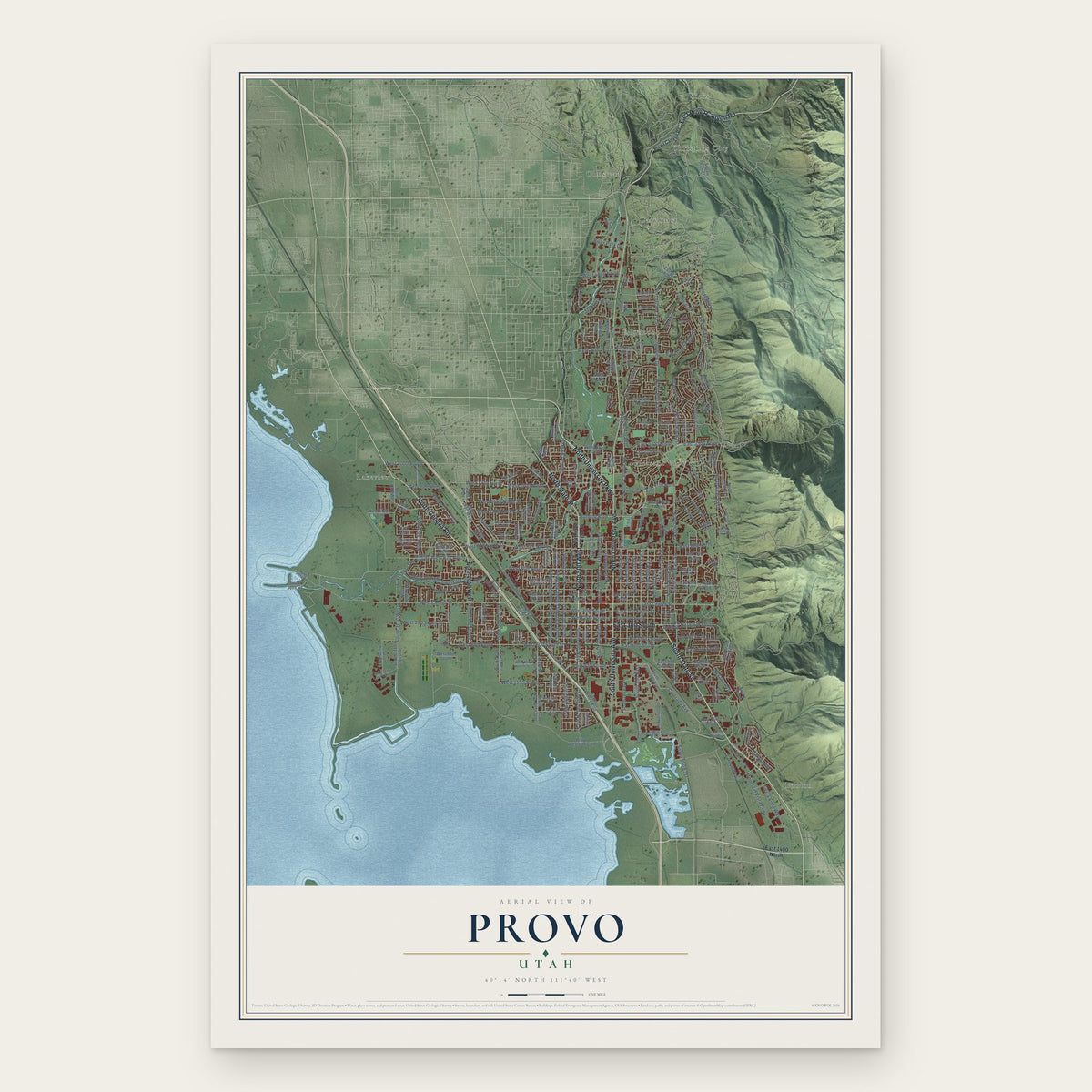 Provo, Utah map print, the full design