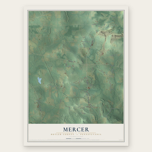 Mercer, Butler County, Pennsylvania map print, the full design
