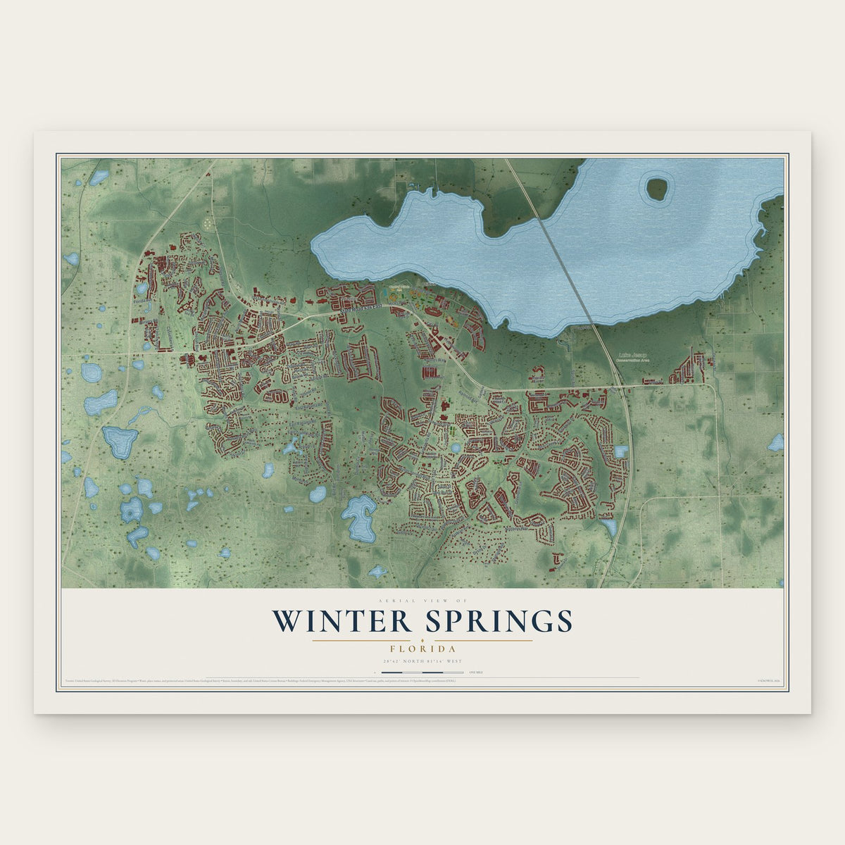 Winter Springs, Florida map print, the full design