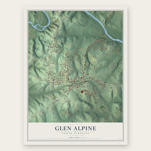 Glen Alpine, North Carolina map print, the full design
