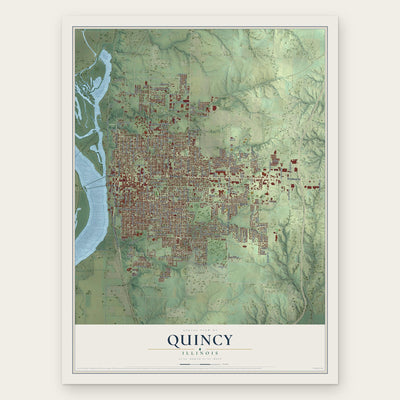 Quincy, Illinois map print, the full design