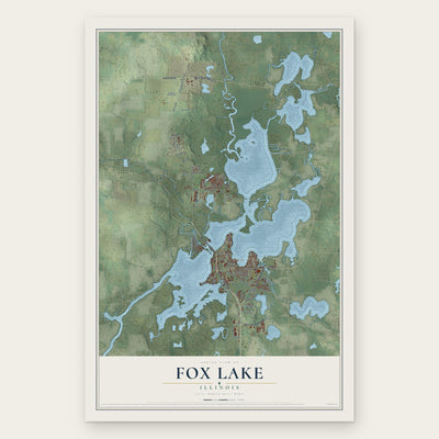 Fox Lake, Illinois map print, the full design