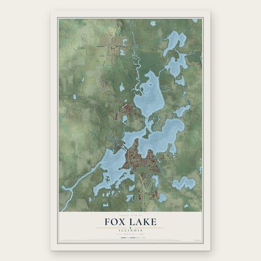 Fox Lake, Illinois map print, the full design