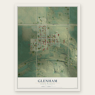 Glenham, South Dakota map print, the full design