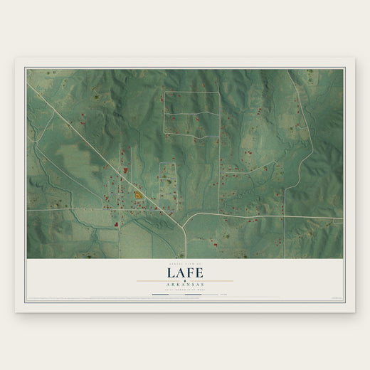 Lafe, Arkansas map print, the full design