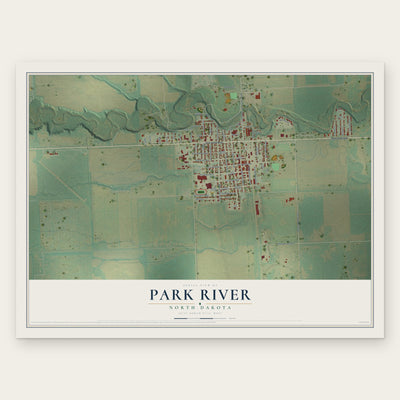 Park River, North Dakota map print, the full design